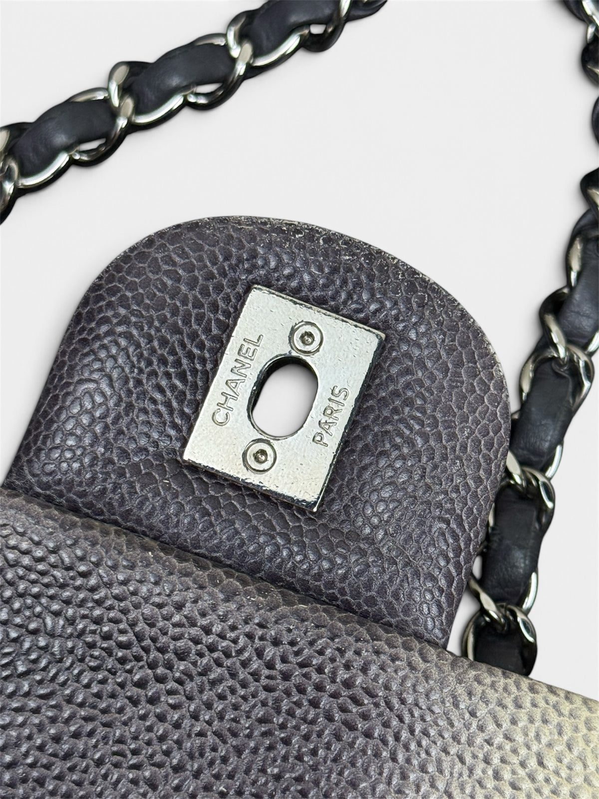 Chanel Grey & Ivory Ombré Caviar Jumbo Flap Bag
