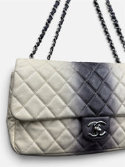 Chanel Grey & Ivory Ombré Caviar Jumbo Flap Bag