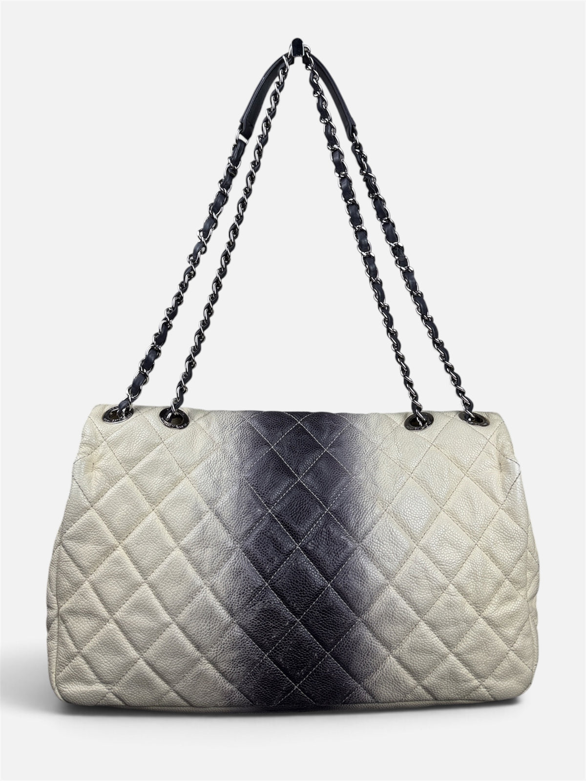 Chanel Grey & Ivory Ombré Caviar Jumbo Flap Bag