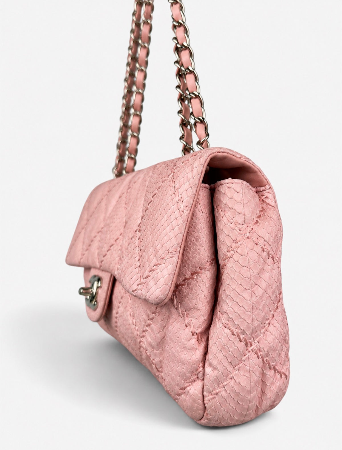 Chanel Baby Pink Python Ultimate Stitch Jumbo Flap Bag