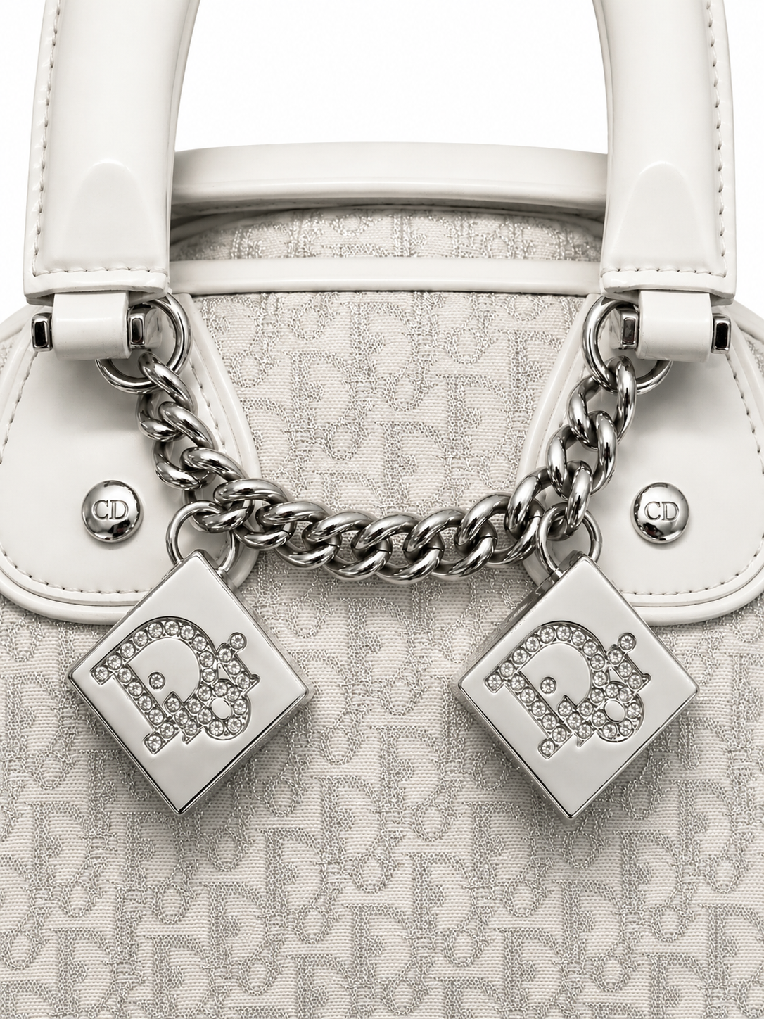 Dior AW04 White Glitter "Gambler" Bowling Bag