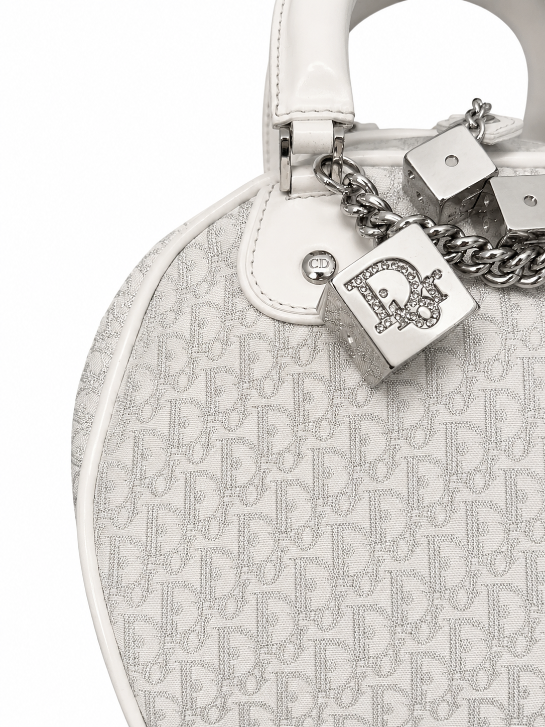 Dior AW04 White Glitter "Gambler" Bowling Bag