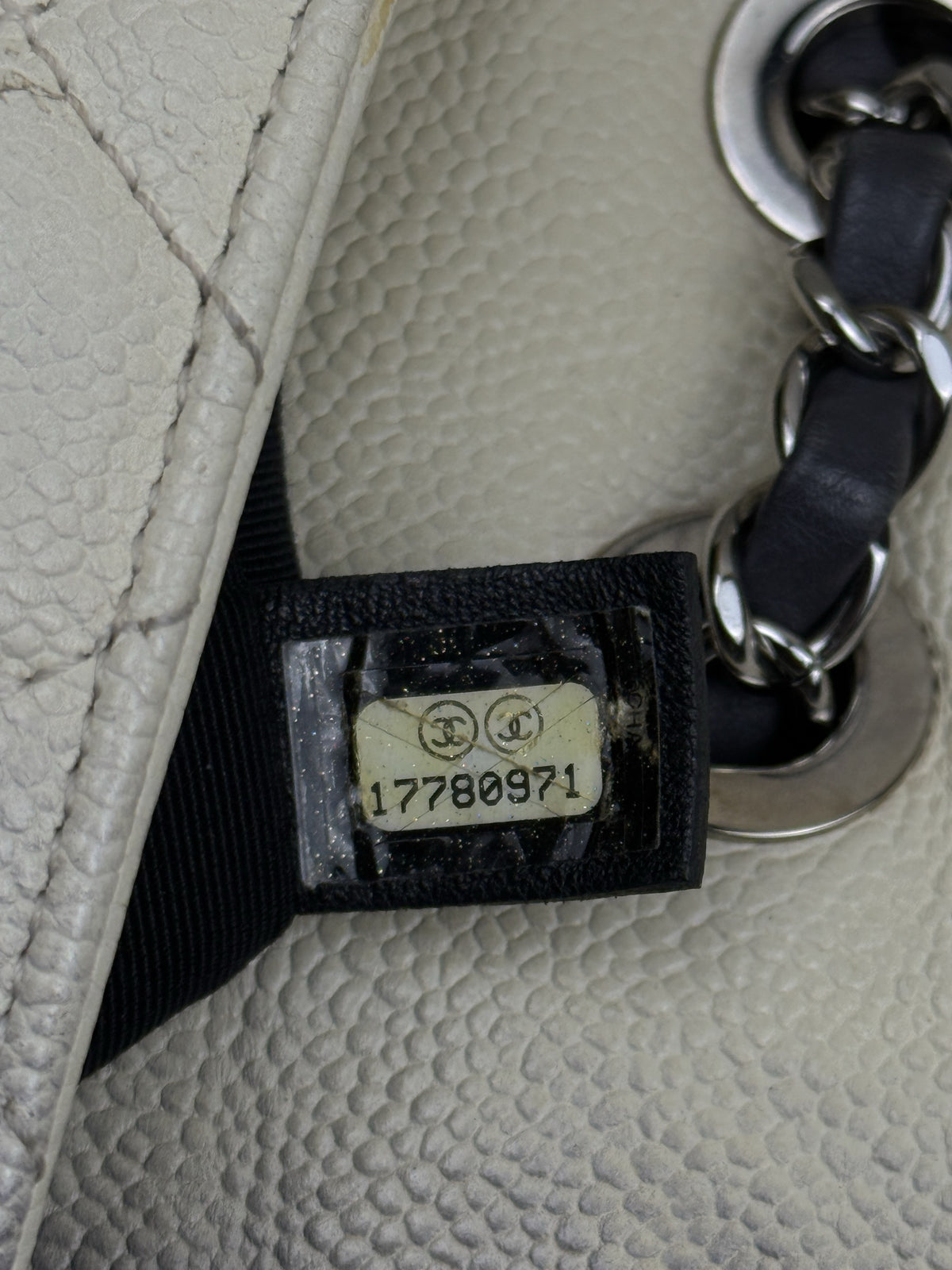 Chanel Grey & Ivory Ombré Caviar Jumbo Flap Bag