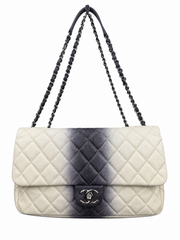 Chanel Grey & Ivory Ombré Caviar Jumbo Flap Bag