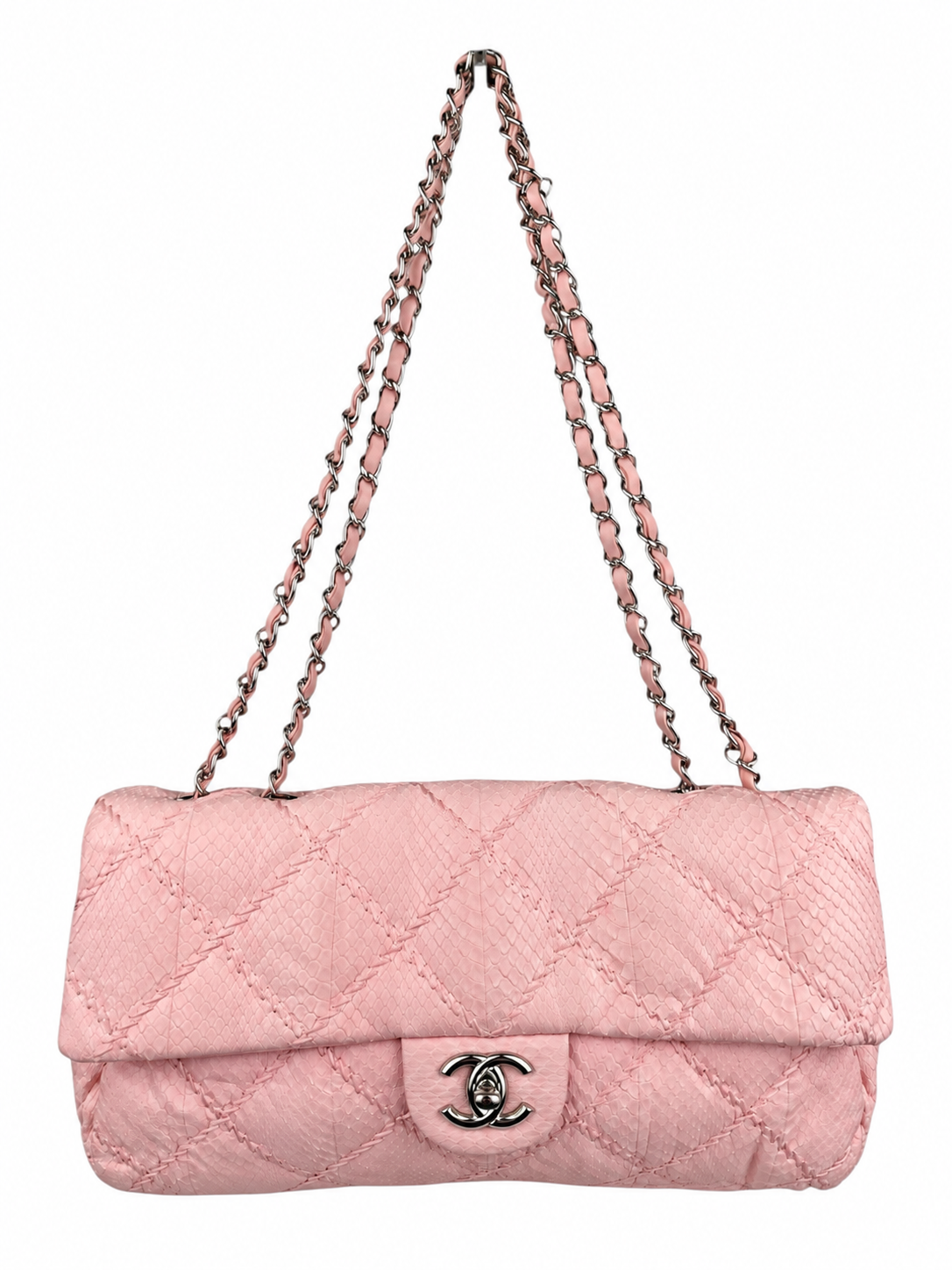 Chanel Baby Pink Python Ultimate Stitch Jumbo Flap Bag